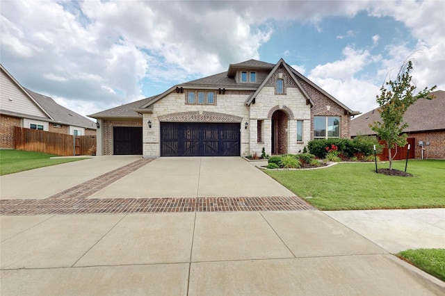 734 Oakleaf Dr, Midlothian, TX 76065 - french country inspired facade featuring stone siding, concrete driveway, and brick siding