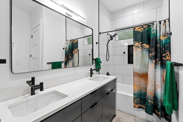 2303 Timber Creek Ct, Cedar Hill, TX 75104 - full bath with double vanity and shower / tub combo with curtain