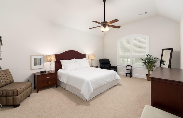 843 Bear Crossing Dr, Allen, TX 75013 - bedroom with lofted ceiling, light carpet, ceiling fan, and baseboards