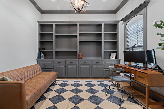 1803 Sunset Xing, Cedar Hill, TX 75104 - home office featuring crown molding and a chandelier
