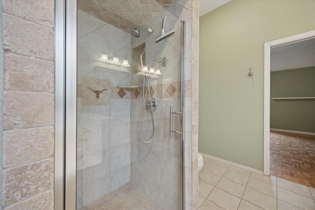 6404 Westgate Dr, North Richland Hills, TX 76182 - bathroom featuring a shower stall and tile patterned flooring