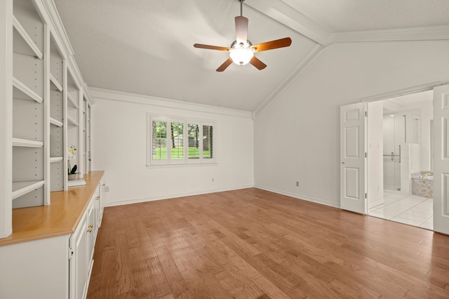 1535 Windsor Forest Trl, Keller, TX 76262 - unfurnished living room featuring ceiling fan, light wood finished floors, and ornamental molding