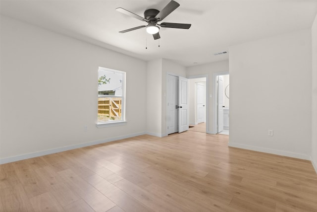 2634 Macon St, Dallas, TX 75215 - spare room featuring a ceiling fan and light wood-type flooring
