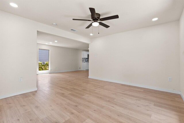 2634 Macon St, Dallas, TX 75215 - spare room with ceiling fan, recessed lighting, and light wood-style flooring