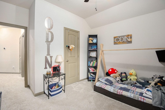 407 Dill Rd, Weatherford, TX 76085 - carpeted bedroom featuring lofted ceiling and a ceiling fan