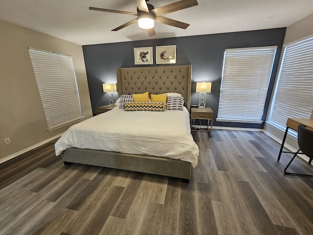5913 Lake Hubbard Pkwy Unit 124, Garland, TX 75043 - bedroom with wood finished floors, baseboards, multiple windows, and a ceiling fan