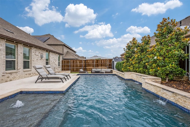 2921 Crossbow Ln, Celina, TX 75009 - view of pool with outdoor lounge area, a patio, and a fenced backyard