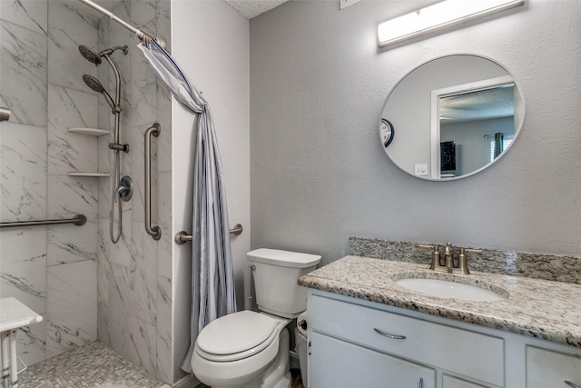 649 Timberline Dr, Hurst, TX 76053 - full bath featuring vanity, a marble finish shower, and toilet