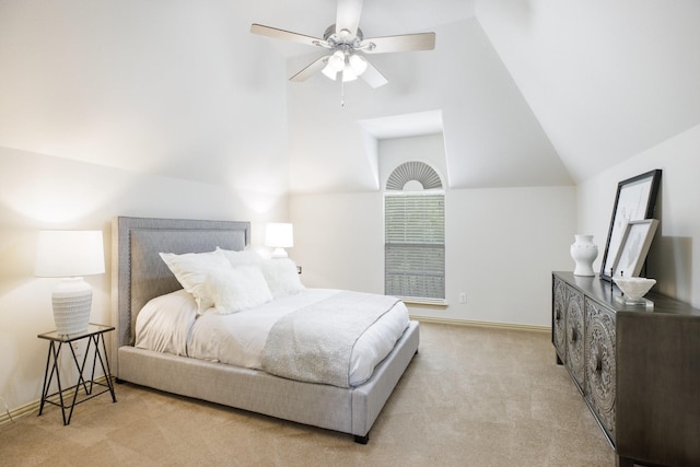 1331 Crockett Dr, Frisco, TX 75033 - carpeted bedroom with vaulted ceiling, ceiling fan, and baseboards