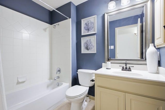 1331 Crockett Dr, Frisco, TX 75033 - bathroom with toilet, vanity, and tub / shower combination