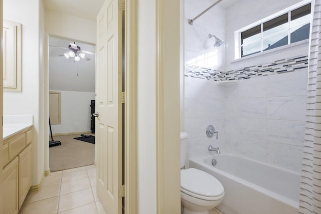 1331 Crockett Dr, Frisco, TX 75033 - bathroom featuring vanity, toilet, shower / tub combination, and tile patterned floors