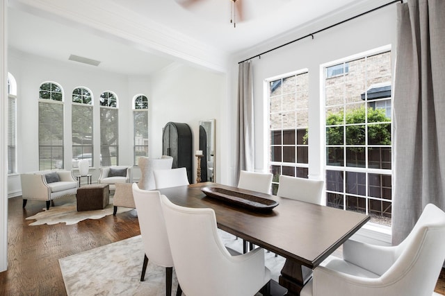 1331 Crockett Dr, Frisco, TX 75033 - dining space with wood finished floors and ceiling fan