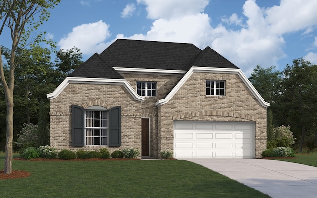 1213 Birdsong Trl, Anna, TX 75409 - view of front of house with driveway, brick siding, a front yard, and a garage