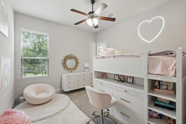 125 Chisholm Trl, Highland Village, TX 75077 - bedroom featuring multiple windows, light carpet, ceiling fan, and baseboards