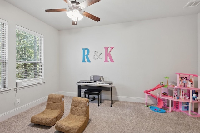 125 Chisholm Trl, Highland Village, TX 75077 - game room featuring carpet flooring, a ceiling fan, and baseboards