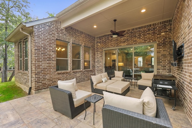 125 Chisholm Trl, Highland Village, TX 75077 - view of patio / terrace featuring outdoor lounge area and ceiling fan