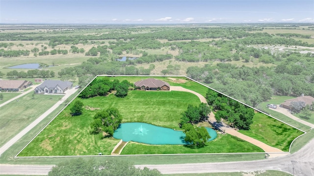 128 Whispering Winds Dr, Gunter, TX 75058 - aerial view of property and surrounding area with property parcel outlined and a nearby body of water