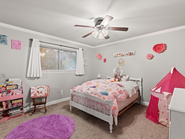 536 Nathan St, Burleson, TX 76028 - bedroom featuring crown molding, carpet floors, and a ceiling fan