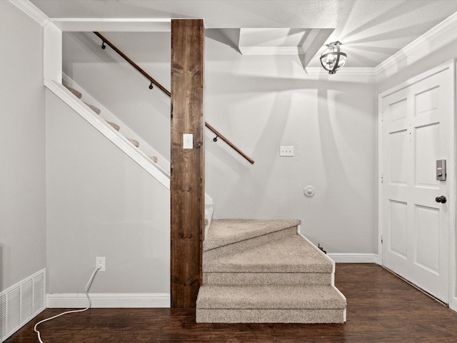 536 Nathan St, Burleson, TX 76028 - stairs featuring crown molding and wood finished floors