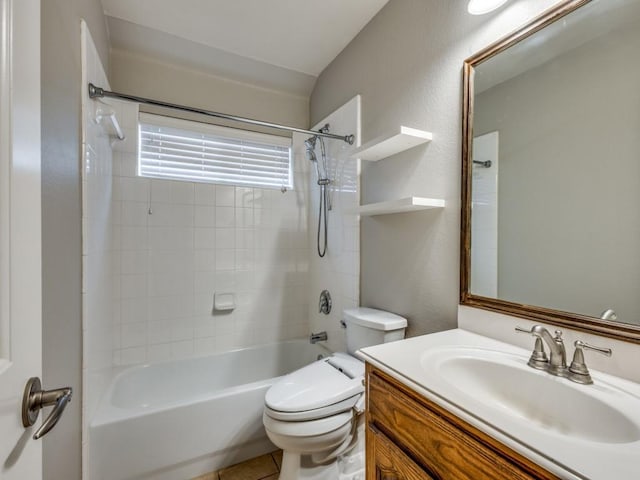 3604 Camino Trl, Mckinney, TX 75070 - full bath with toilet, bathing tub / shower combination, vanity, and vaulted ceiling