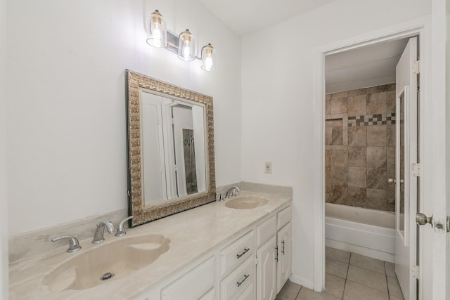 920 Turtle Cv Unit 252, Irving, TX 75060 - bathroom with tile patterned floors, double vanity, and shower / tub combination