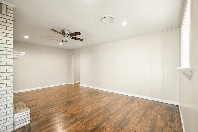 809 Harwell St, Abilene, TX 79601 - spare room with a ceiling fan, wood finished floors, baseboards, and recessed lighting