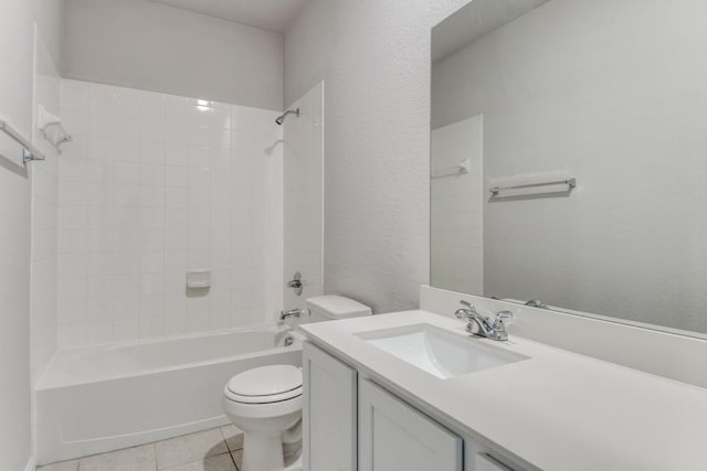 2089 Hartley Dr, Forney, TX 75126 - bathroom with toilet, vanity, tub / shower combination, and tile patterned flooring