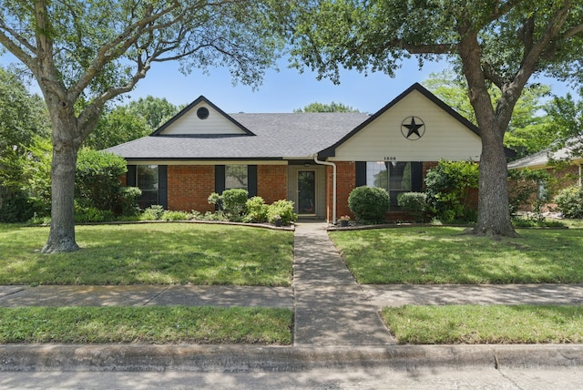 1508 Haven Pl, Allen, TX 75002 - single story home with brick siding, a front yard, and a shingled roof