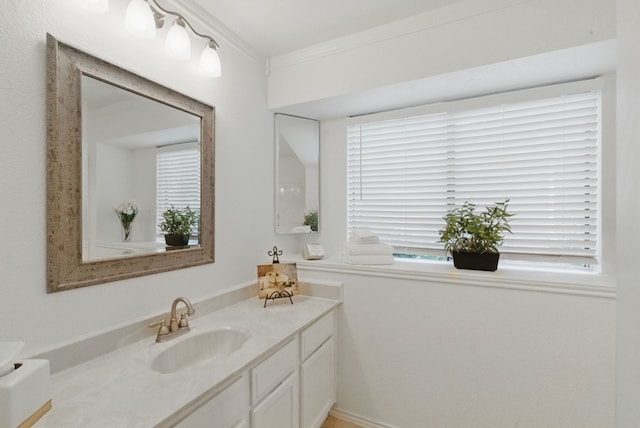 1508 Haven Pl, Allen, TX 75002 - bathroom featuring vanity and ornamental molding