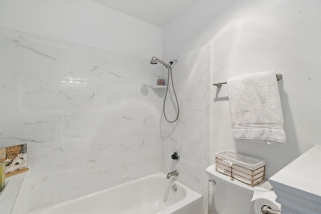 1508 Haven Pl, Allen, TX 75002 - bathroom with toilet, shower / tub combination, and crown molding