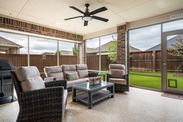 1615 Sweetwater Way, Celina, TX 75009 - sunroom / solarium with ceiling fan and an outdoor living space