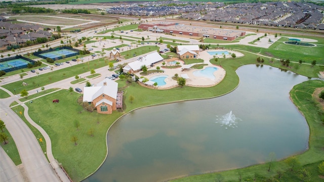 1615 Sweetwater Way, Celina, TX 75009 - aerial overview of property's location with a large body of water, nearby suburban area, and a pool