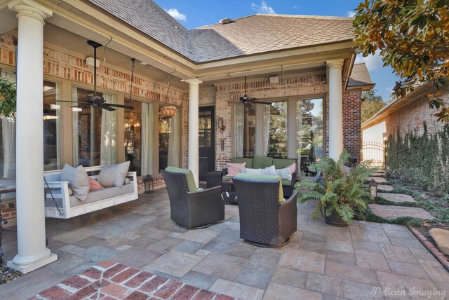 105 Esplanade Ct, Bossier City, LA 71111 - view of patio with a fire pit