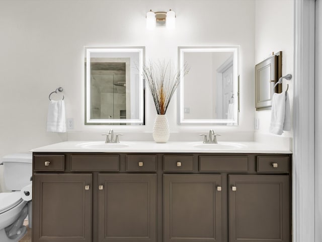 4344 Kestrel Way, Carrollton, TX 75010 - bathroom featuring double vanity and a shower with shower door