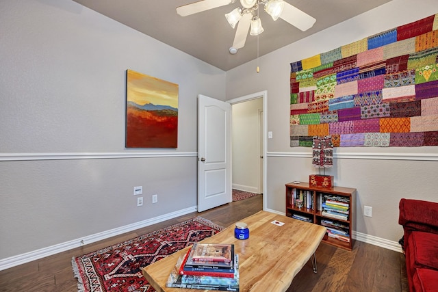 9708 Sinclair St, Fort Worth, TX 76244 - living area featuring wood finished floors and ceiling fan