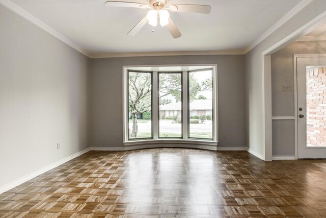 10630 Sandpiper Ln, Dallas, TX 75230 - unfurnished room featuring baseboards, ceiling fan, and crown molding