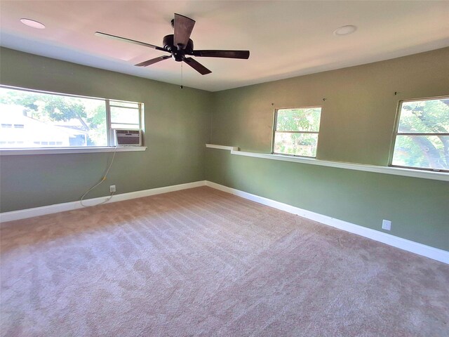 3717 W Spurgeon St, Fort Worth, TX 76133 - carpeted empty room featuring baseboards, a ceiling fan, and cooling unit