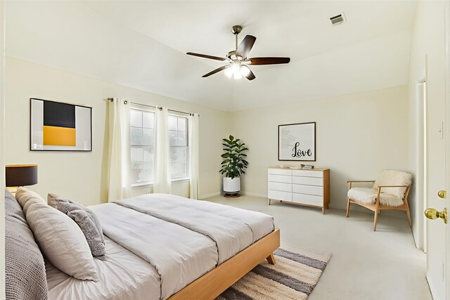 2001 Bosbury Dr, Flower Mound, TX 75028 - unfurnished bedroom featuring light carpet, vaulted ceiling, baseboards, ensuite bathroom, and ceiling fan