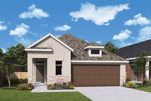 1905 Hazel Lily Run, Mesquite, TX 75181 - view of front of house featuring an attached garage, stone siding, driveway, and brick siding