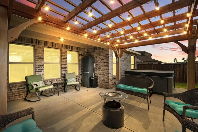 6105 Hightower St, Celina, TX 76227 - view of patio featuring a hot tub and an outdoor living space