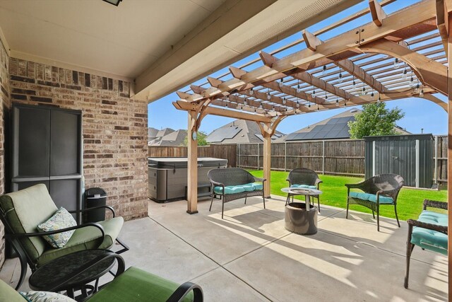 6105 Hightower St, Celina, TX 76227 - view of patio / terrace featuring a hot tub and a pergola