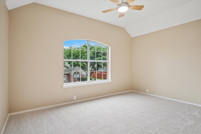 10120 Preston Vineyard Dr, Frisco, TX 75035 - carpeted spare room with vaulted ceiling, a ceiling fan, and baseboards