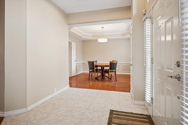 10120 Preston Vineyard Dr, Frisco, TX 75035 - entryway with a raised ceiling, baseboards, and a decorative wall
