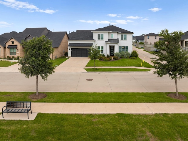 2788 Walker Way, Northlake, TX 76247 - view of front of house featuring stucco siding, a front yard, concrete driveway, a residential view, and an attached garage