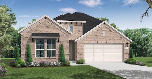 629 Cork Dr, Celina, TX 75009 - view of front facade featuring brick siding, driveway, a garage, and a front yard