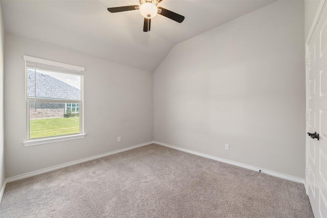 2627 Askern Ct, Grand Prairie, TX 75052 - carpeted empty room featuring lofted ceiling, a ceiling fan, and baseboards