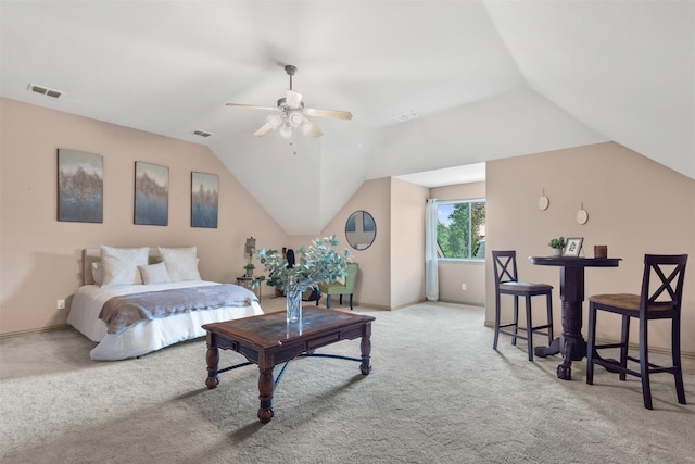 217 Silver Rose Blvd, Burleson, TX 76028 - bedroom with carpet flooring, vaulted ceiling, baseboards, and a ceiling fan