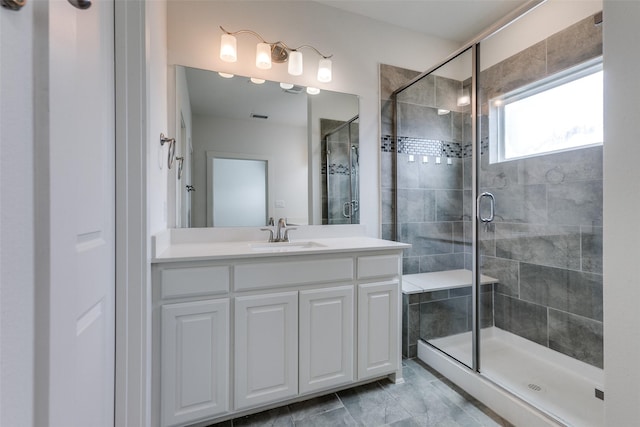 928 Marian Dr, Allen, TX 75013 - bathroom featuring a shower stall and vanity