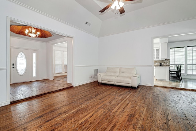3308 Corn Valley Rd, Grand Prairie, TX 75052 - foyer with a chandelier, wood finished floors, ceiling fan, and baseboards
