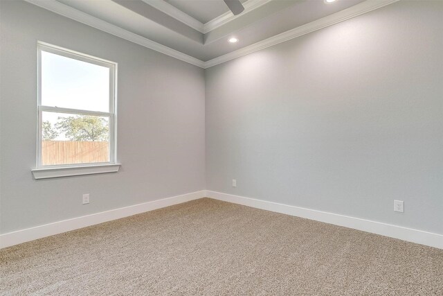 580 Highview Ct, Godley, TX 76044 - unfurnished room with crown molding, carpet floors, recessed lighting, baseboards, and ceiling fan